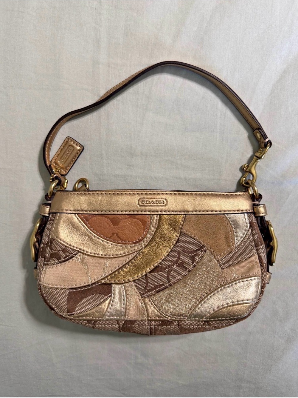 Coach Zoe Mosaic Gold Brown
Patchwork Mini Bag